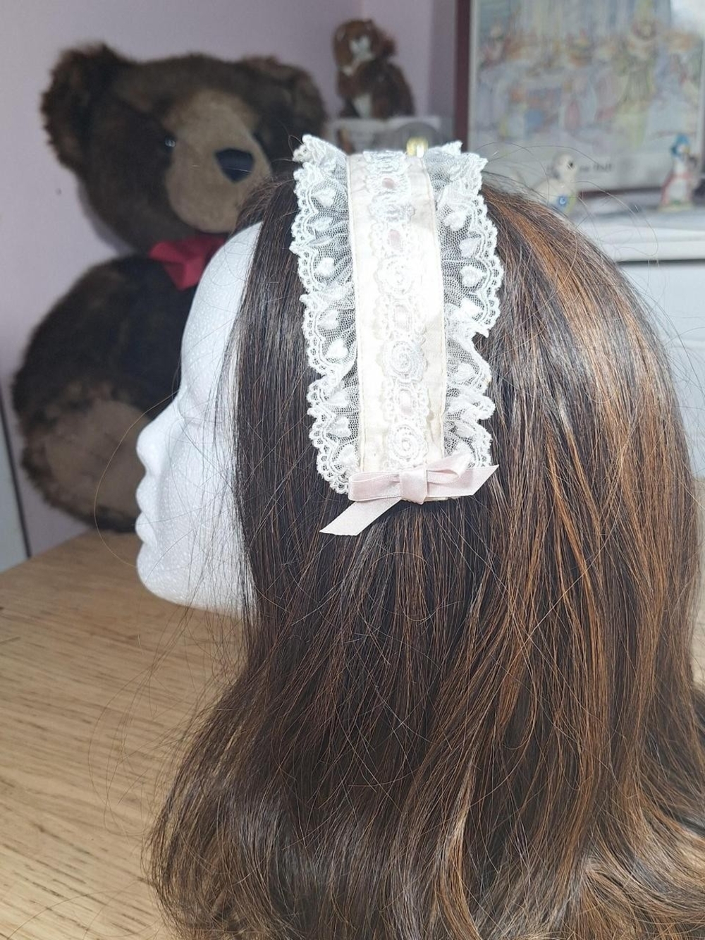 🎀 Innocent World Pink Ribbon Lace Headdress with Combs | Classic Lolita 🌸
Des